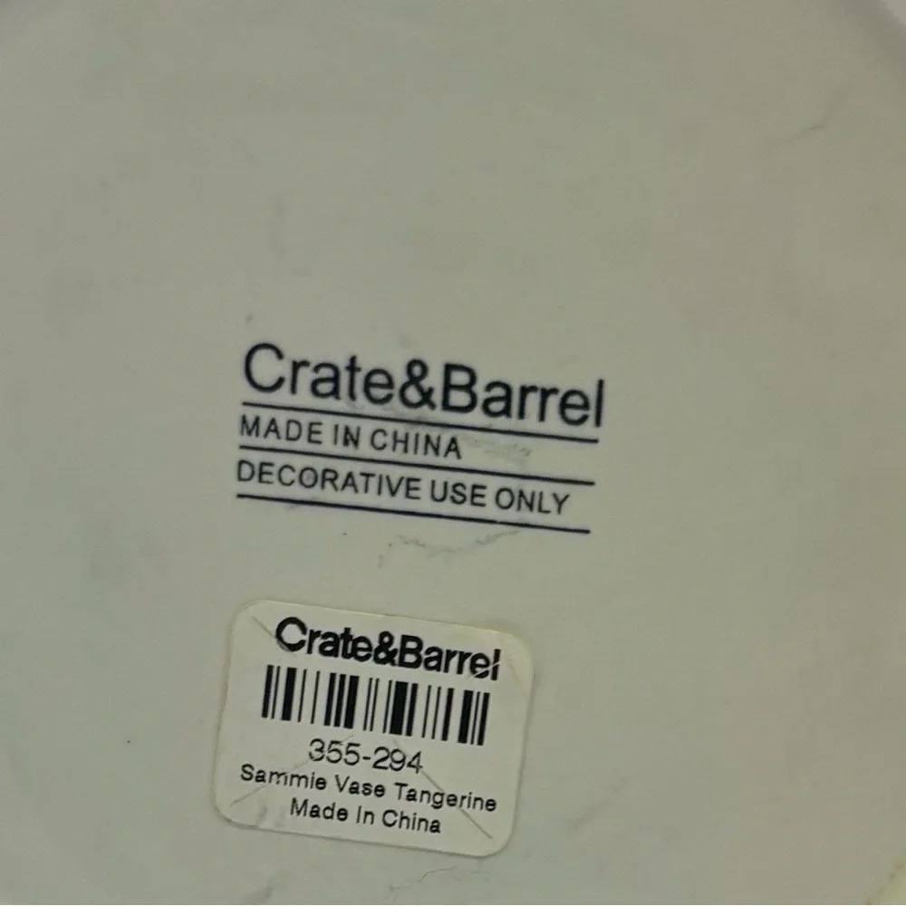 Crate and Barrel Sammie Vase Tangerine